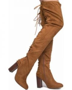 J Adams Gorgeous Lace up Over The Knee Boot - Vegan Suede Thigh High - Trendy fuck me boots shoe